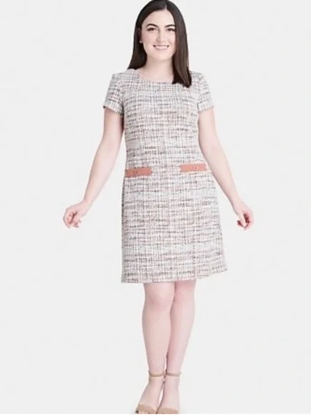 CONNECTED APPAREL Womens Short Sleeve Above The Knee Sheath Dress Plum size 6k